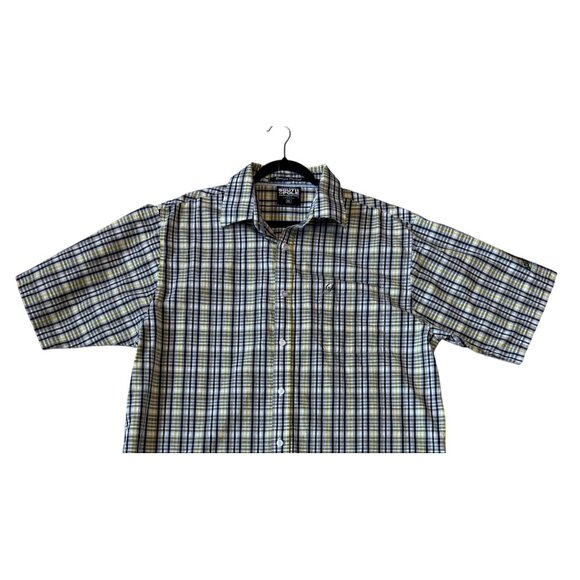 Southpole Mens Plaid Button-Up Short Sleeve Shirt XL Black/Yellow/White/Grey EUC - Picture 2 of 6